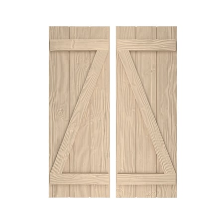 Rustic Three Board Joined Board-n-Batten Sandblasted Faux Wood Shutters W/Z-Board, 16 1/2W X 48H